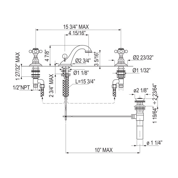 Rohl Viaggio Widespread Bathroom Faucet with Drain Assembly & Reviews